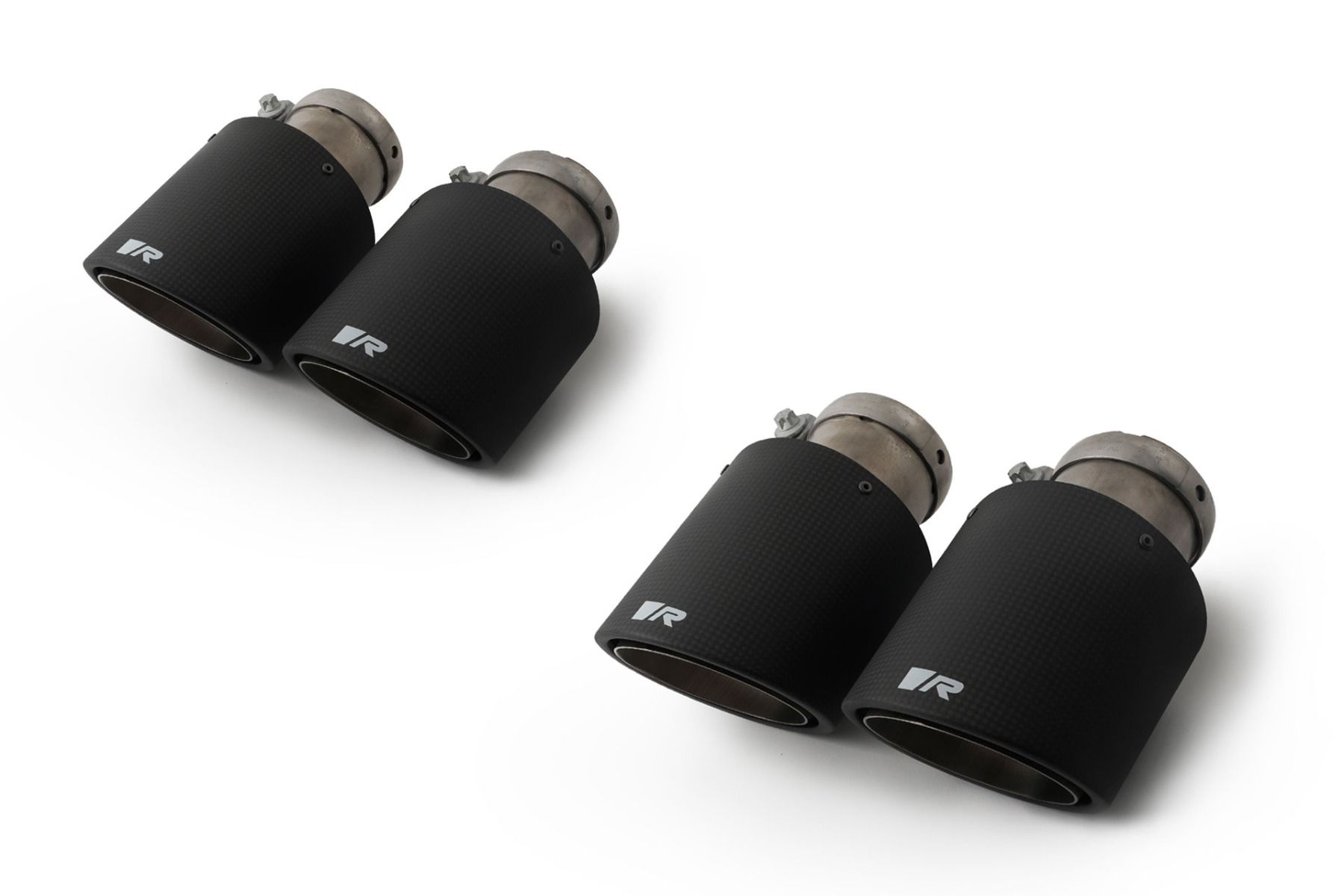 Endrohr-Set li/re je 2 Carbon-Endrohre Ø 102 mm schräg, Innenaufbau Titan, mit einstellbarem Kugelanschluss